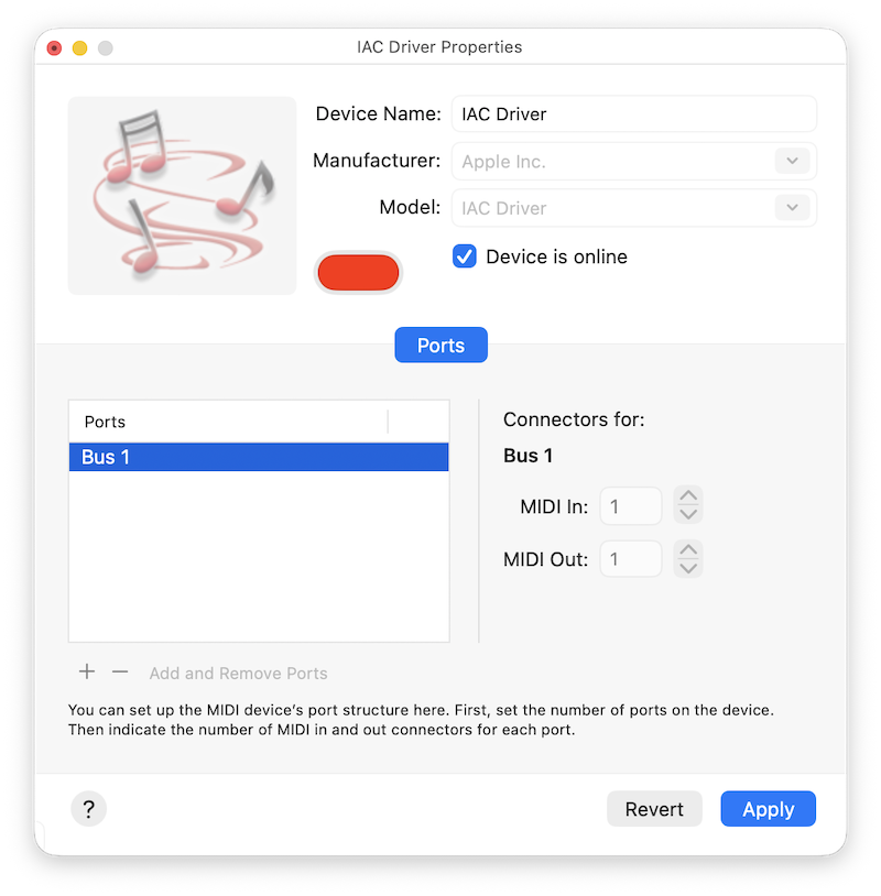 IAC Driver Properties showing Device is online